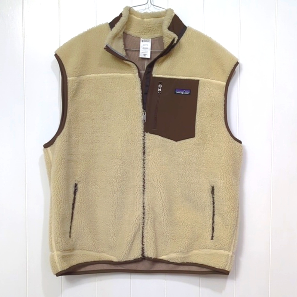 Patagonia Cream and Brown Fleece Vest